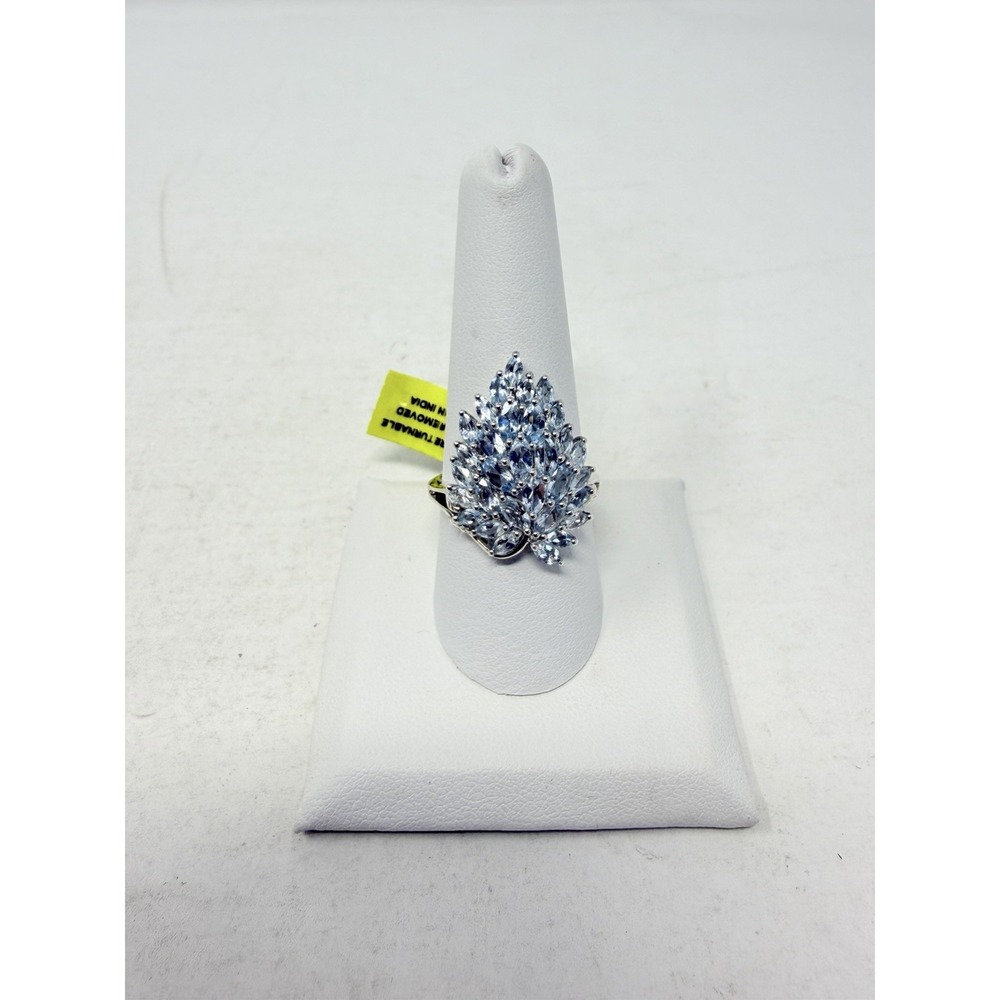 Shop LC Espirito Santo Aquamarine Platinum Over Sterling Silver Size 9 Ring 5548